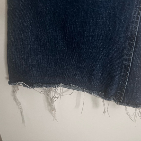 Paige Leenah Ankle Wide Leg Bootcut Jeans High Waist Raw Hem Dark Wash Sz 30 - Picture 3 of 6